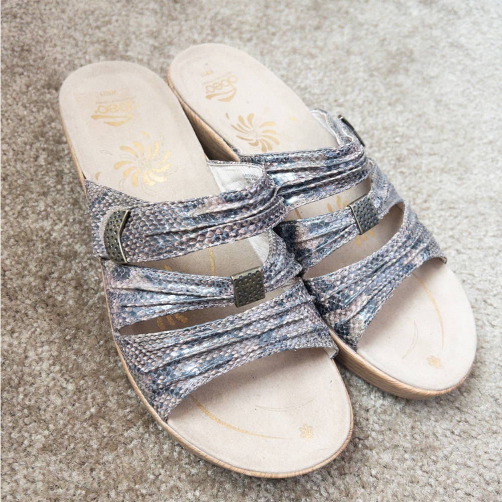 Obeo Snakeskin Slip On Heeled Comfort Sandals